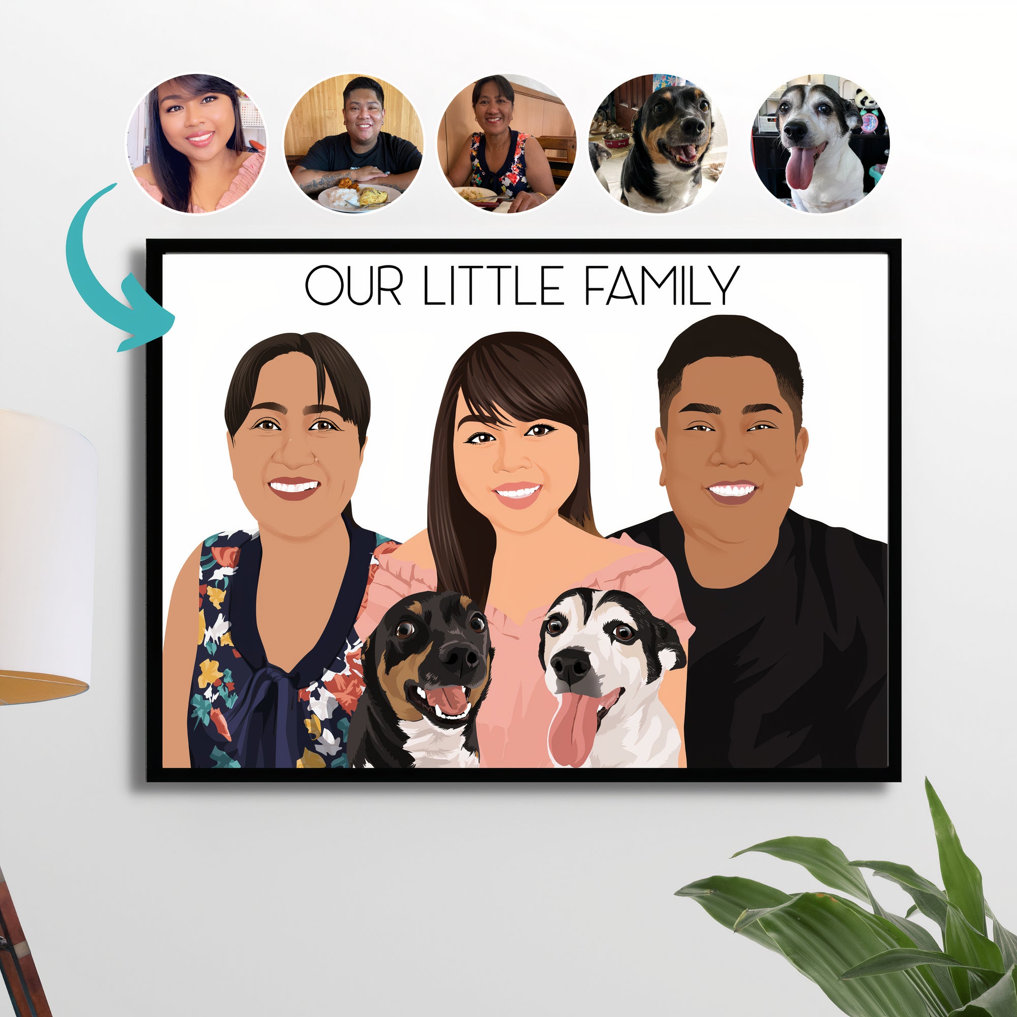 Custom pet family cheapest portrait